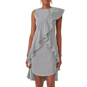 GOEN J Rent the Runway Black/White Striped Ruffle Dress sz 4 $473